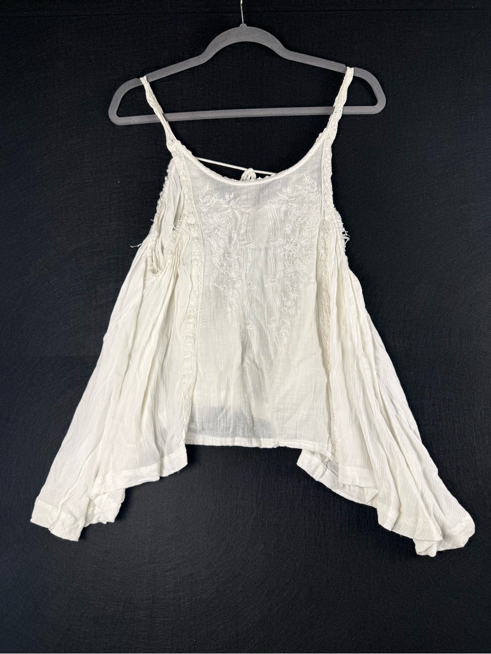 Free People S Ivory Embroidered Gauze Cold Shoulder Boho Top